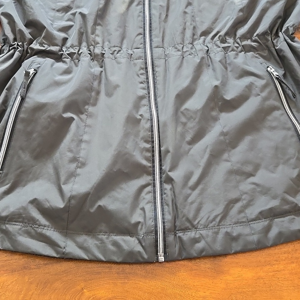 Free Country Dark Green Hooded Faux Fur Lined Raincoat Jacket Size 1X - Picture 5 of 12